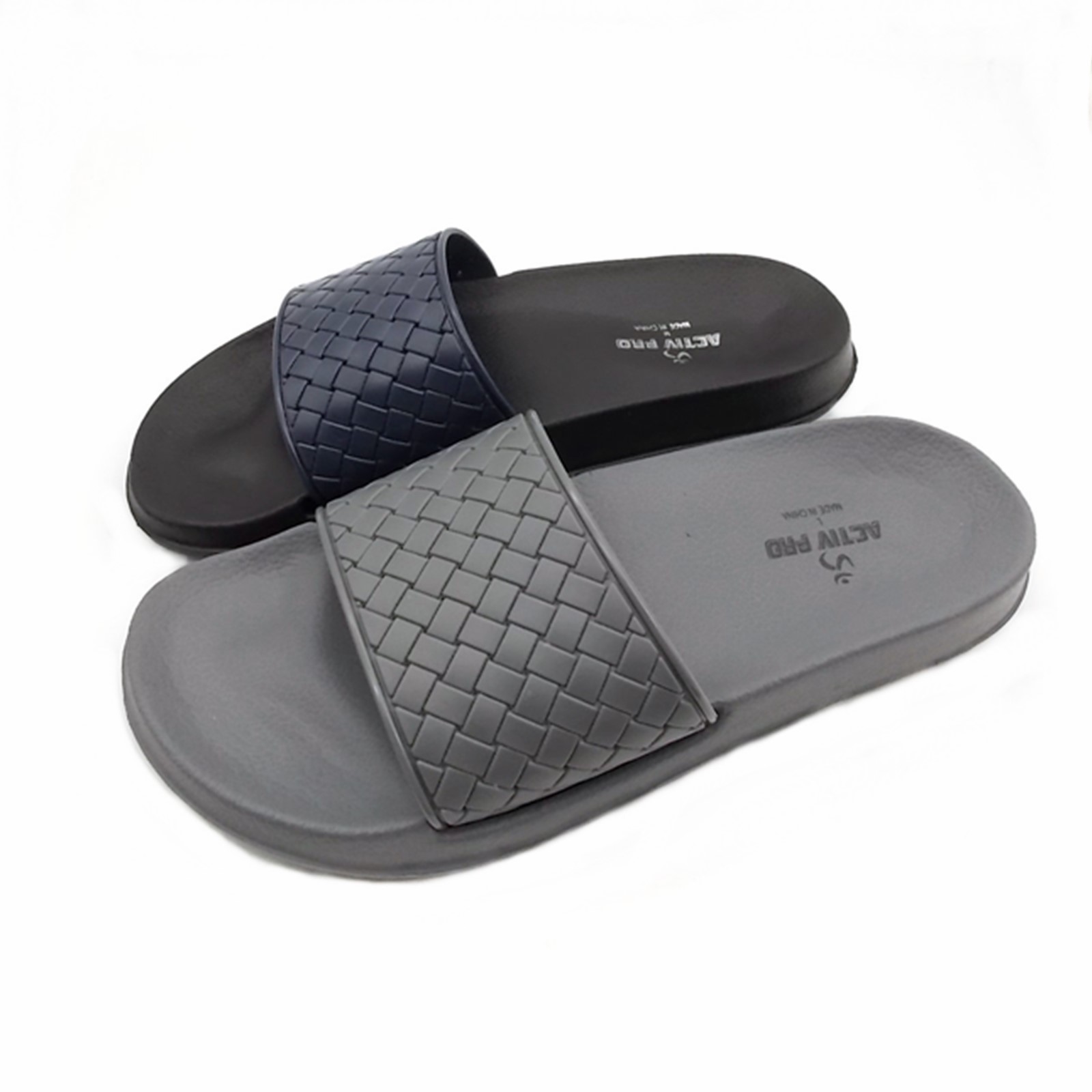 Classic lozenge-weave men's slippers soft slide sandals indoor outdoor ...